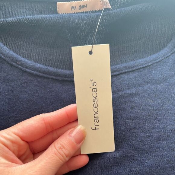 Francesca’s Maggie Lace Border Top Navy Size XXS - Picture 2 of 9